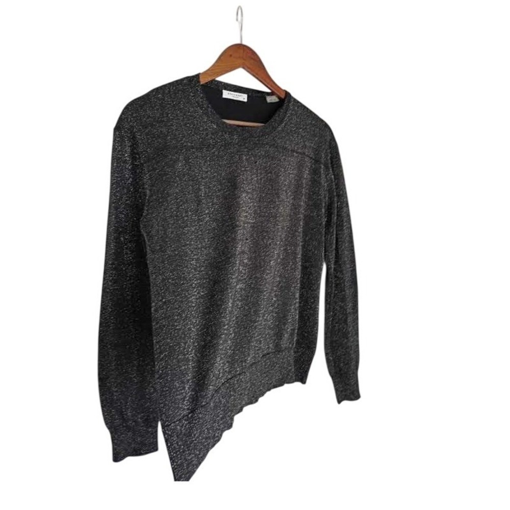 Equipment Femme Black Metallic Wool Silk Blend Crew Neck‎ Sweater S NWOT $348